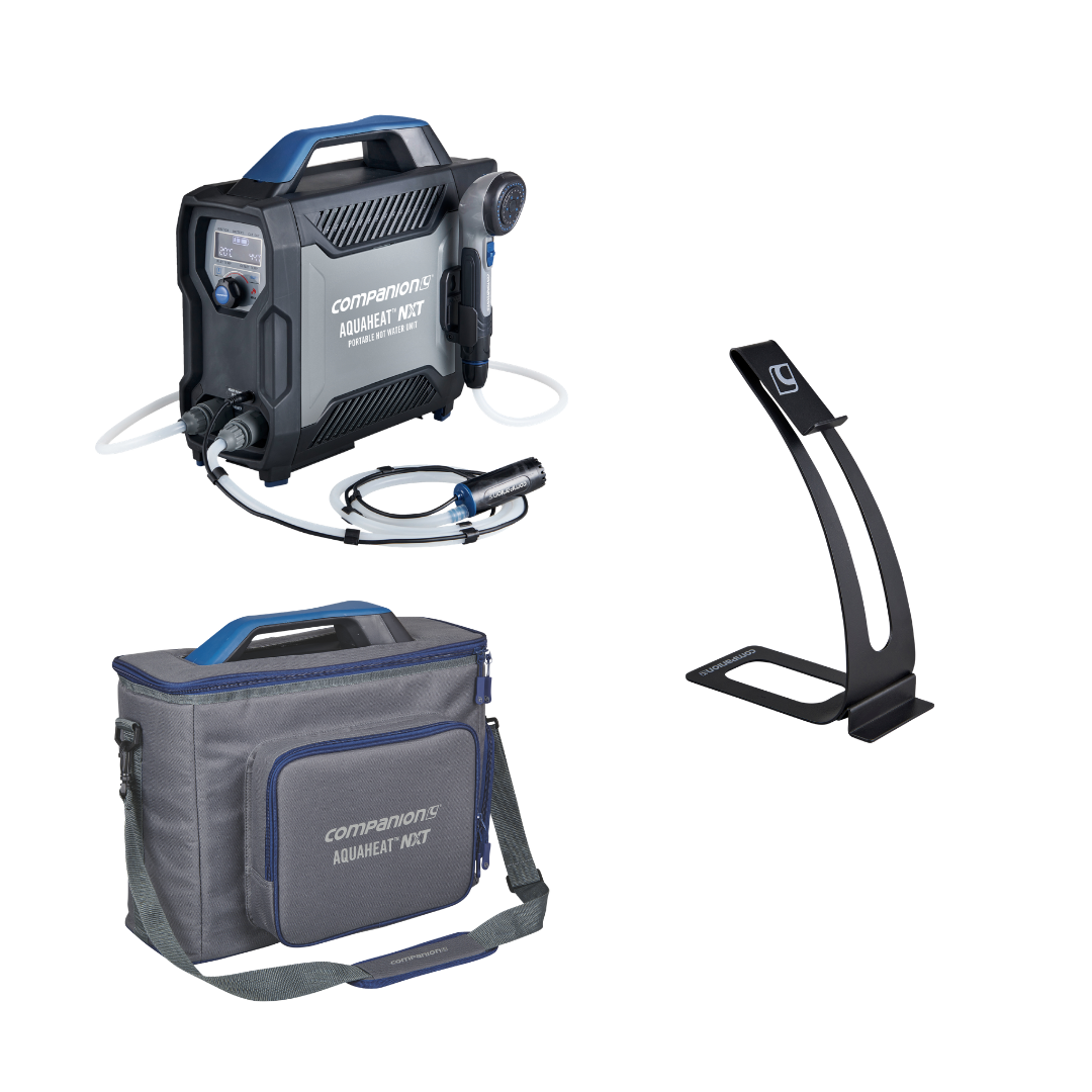 Aquaheat NXT Portable Hot Water Unit – BONUS Carry Bag & Shower Head Stand
