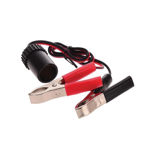 12V Extension Lead with Battery Clamps & Single Outlet