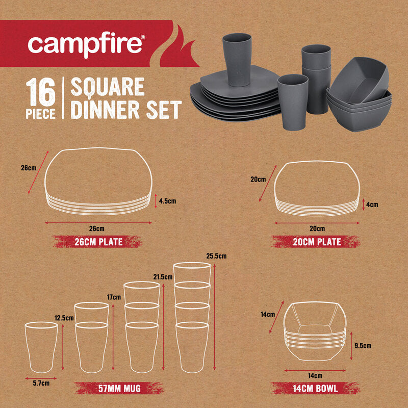 16 Piece Square Dinner Set