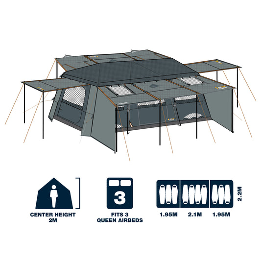 Fast Frame Blockout Lumos 10 Person Tent | BlockOut Coating | Integrated Lighting | 3000mm Waterhead Rating | Perfect For Families