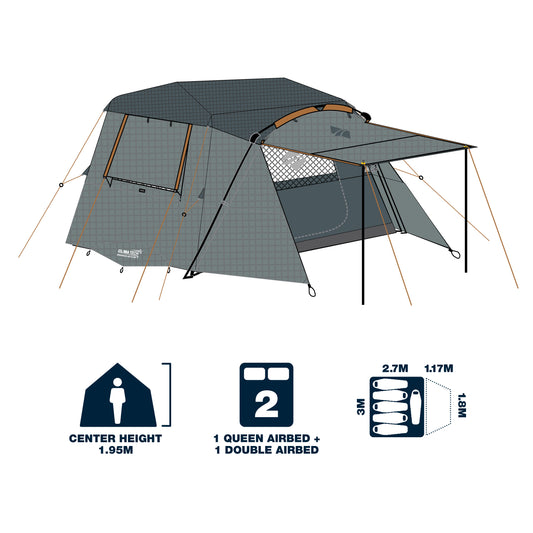 Fast Frame Blockout Lumos 6 Person Tent | BlockOut Coating | Integrated Lighting | 3000mm Waterhead Rating