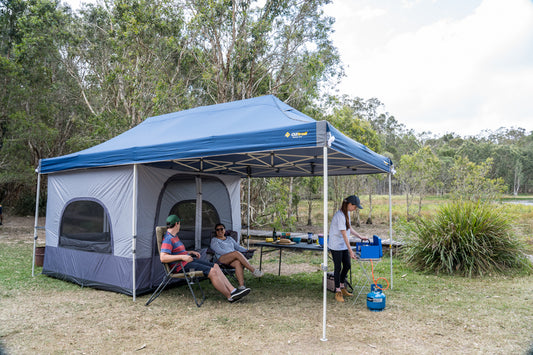 Hydroflow Deluxe 6x3m Gazebo | Heavy Duty Steel Frame | 300D Navy Canopy | Antiponding Bars