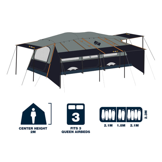 Fast Frame Odyssey 10 Person Tent | BlockOut Coating | Integrated Lighting | 3000mm Waterhead Rating | Quick & Easy Set Up