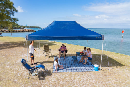 Hydroflow Deluxe 6x3m Gazebo | Heavy Duty Steel Frame | 300D Navy Canopy | Antiponding Bars