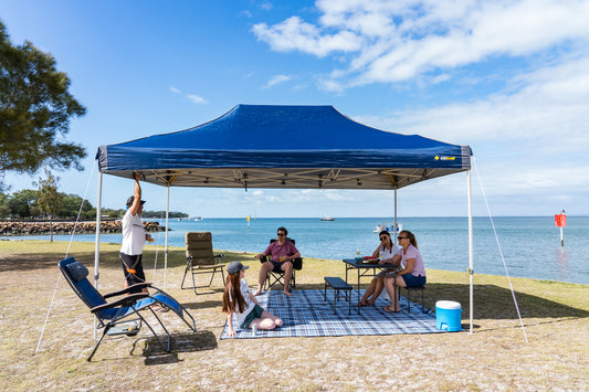 Hydroflow Deluxe 6x3m Gazebo | Heavy Duty Steel Frame | 300D Navy Canopy | Antiponding Bars